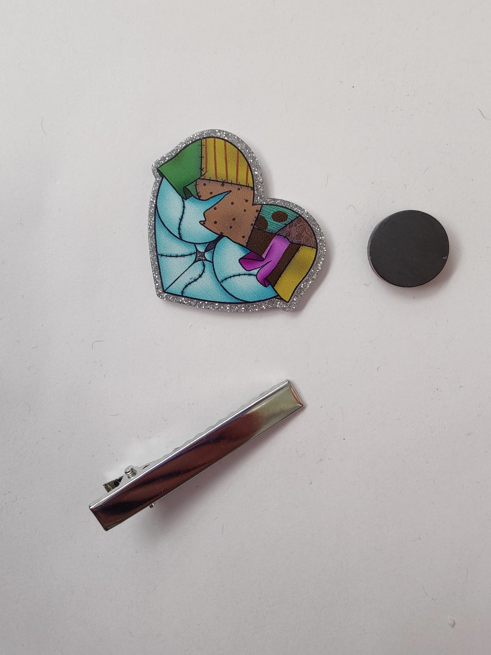 Custom Handmade Character Magnet or Hair Clip- NBC Sally Heart
